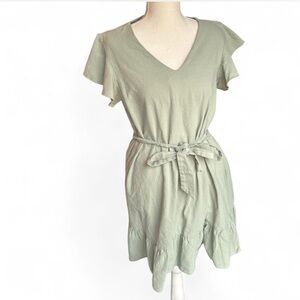 Shein Sage Green Flutter Sleeve Dress